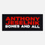 Closeup of Black shirt with red and white text "ANTHONY JESELNIK BONES AND ALL"